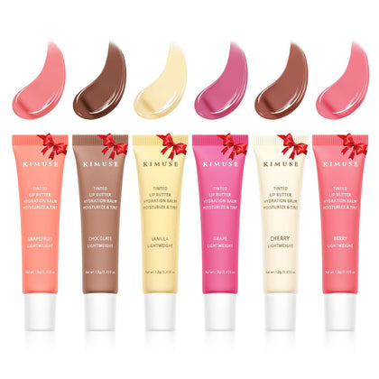KIMUSE Tinted Lip Butter Balm Set front view with six shades