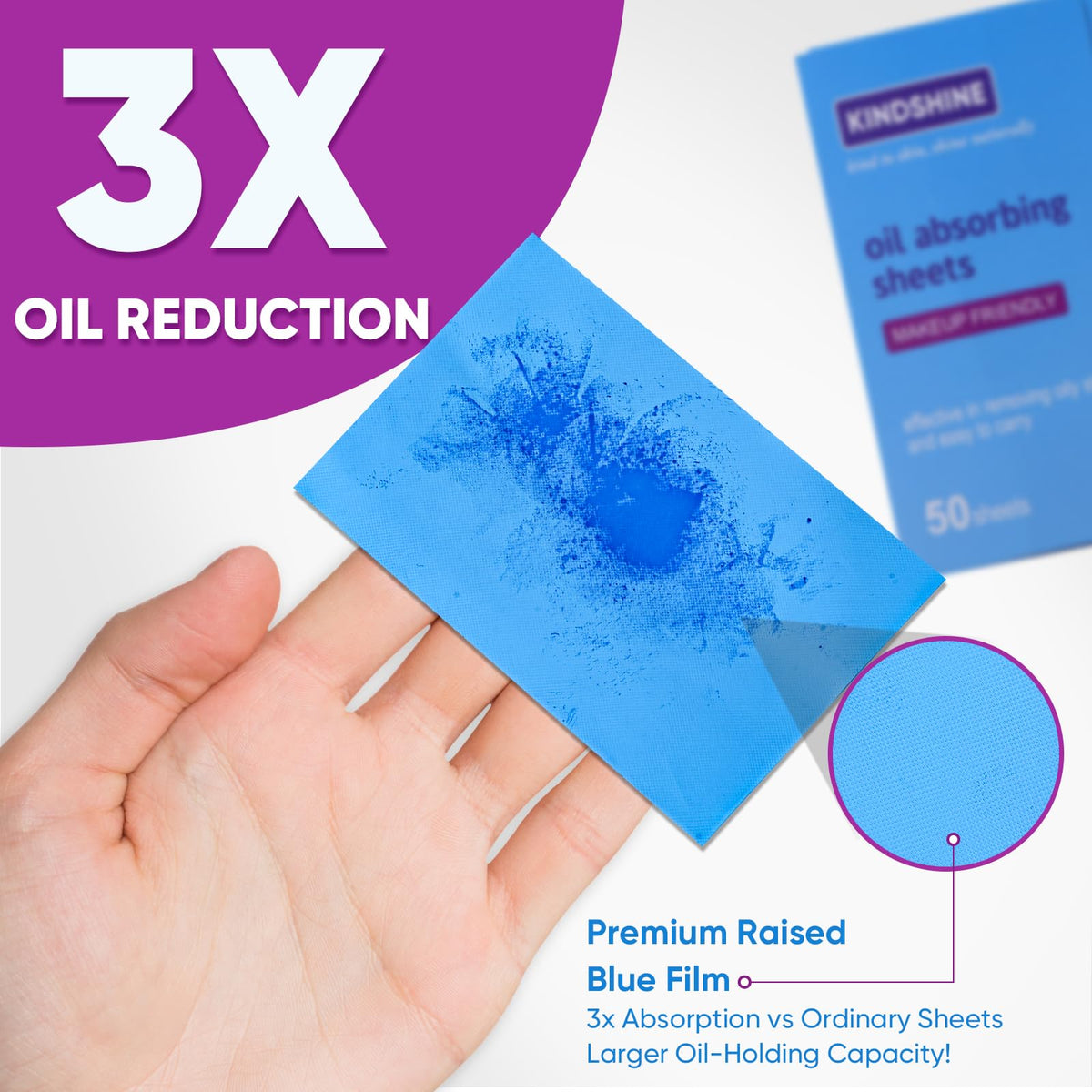 kindshine Oil Absorbing Sheets blue film close-up