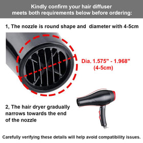 KingKam Hair Diffuser attached to a hair dryer