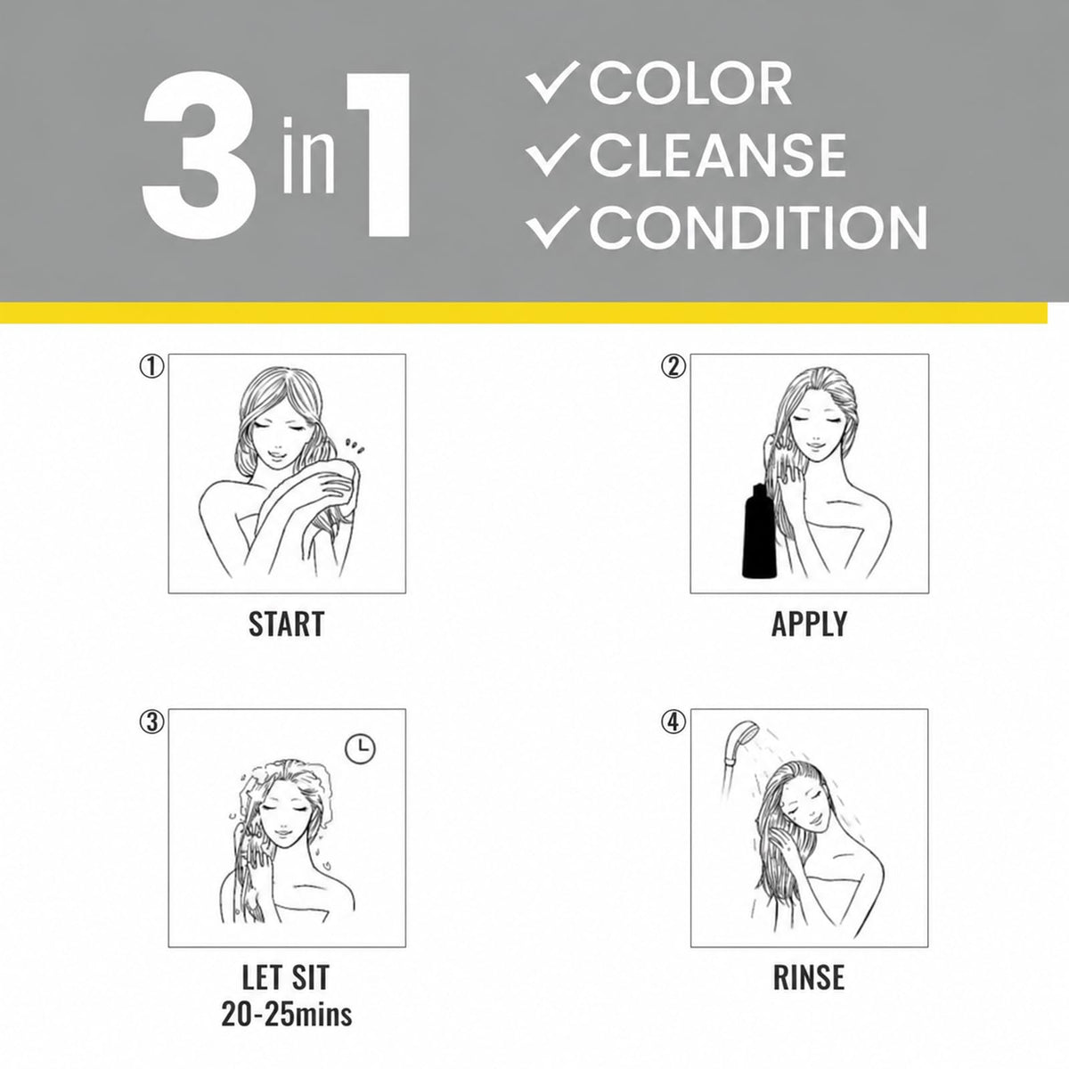 KINGMING Chestnut Brown Hair Dye Shampoo application process