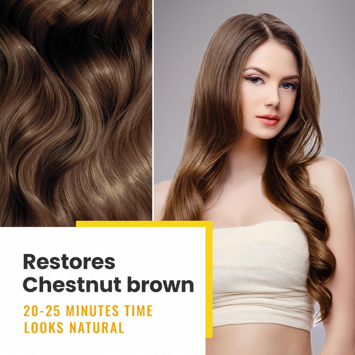 KINGMING Chestnut Brown Hair Dye Shampoo back view with ingredients