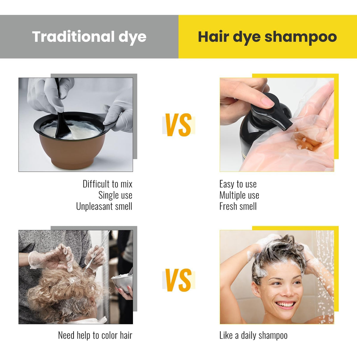 KINGMING Chestnut Brown Hair Dye Shampoo with disposable gloves and cape