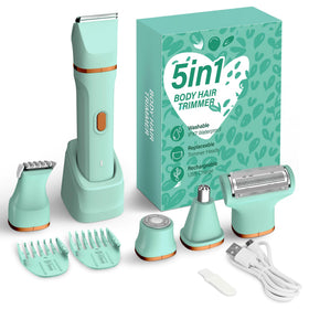 KINGTEE 5-in-1 Electric Bikini Trimmer front view in pure green