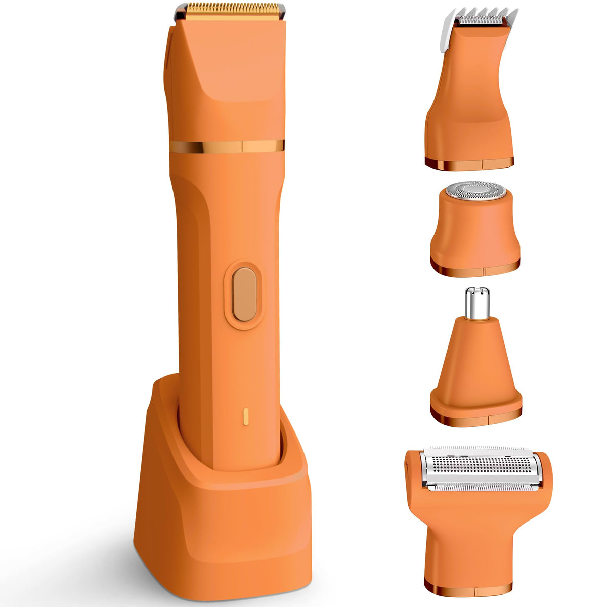 KINGTEE 5-in-1 Electric Bikini Trimmer with all attachments displayed