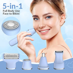KINGTEE bikini trimmer with interchangeable heads displayed