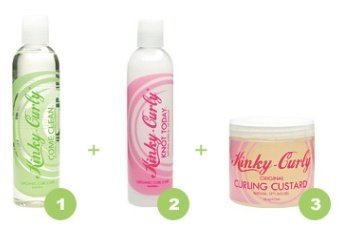 Kinky Curly Combo! Come Clean 8oz, Knot Today 8oz, and Curling Custard 8oz front view