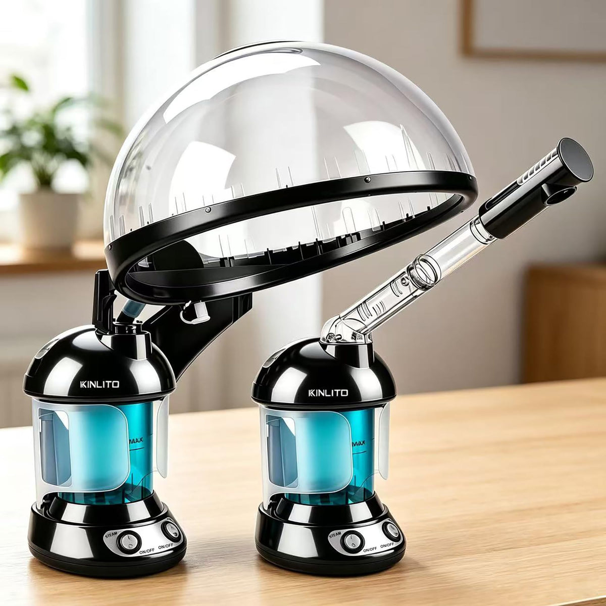 KINLITO steamer with extendable nozzle in use