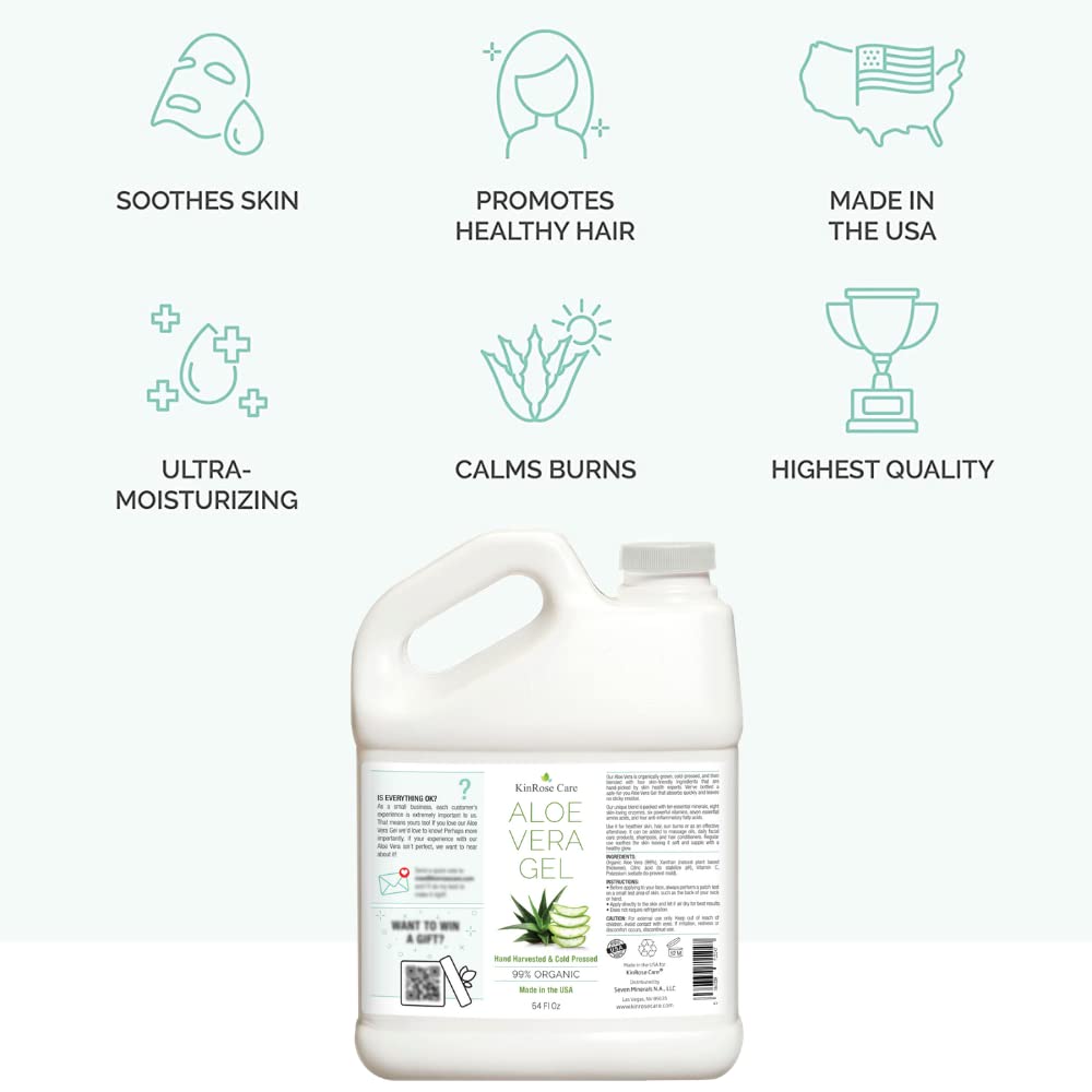 KinRose Care Aloe Vera Gel 64oz showing texture on hand