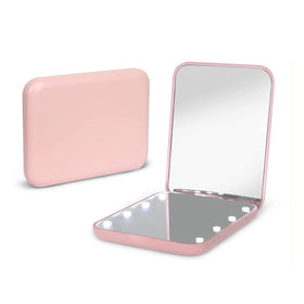 Kintion Pocket Mirror front view in pink with LED light