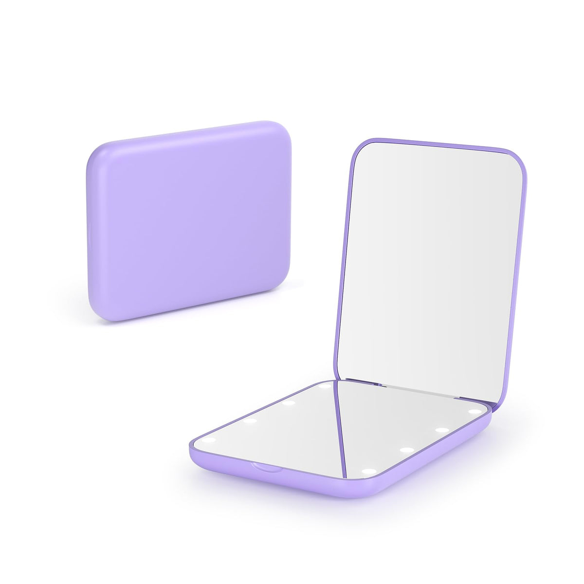 Kintion Pocket Mirror purple model front view with LED lighting