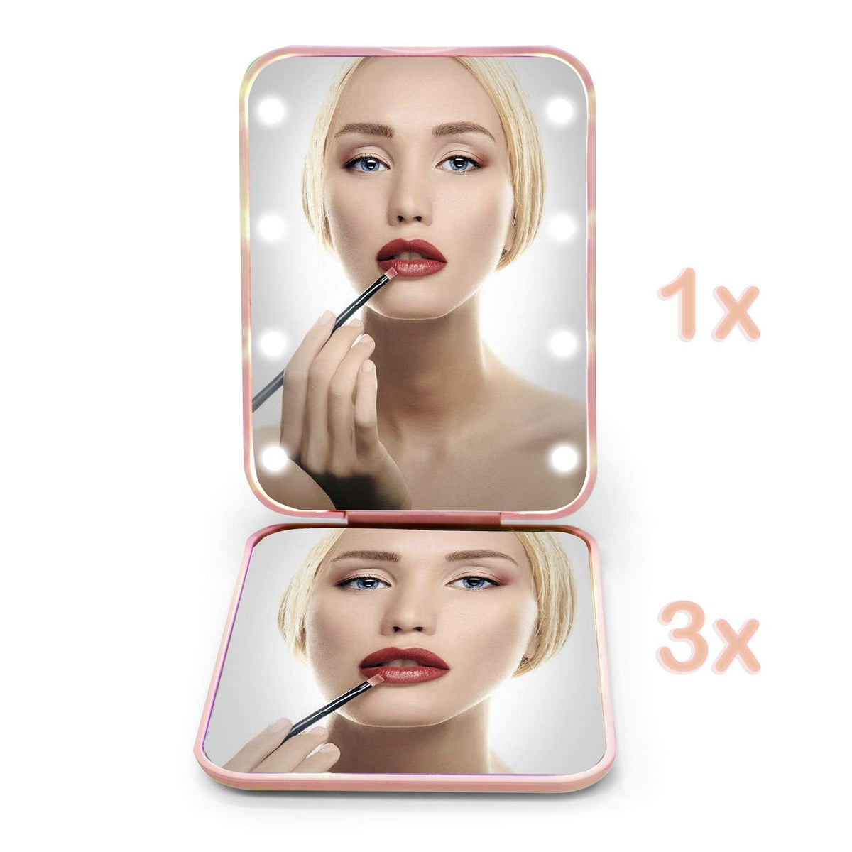 Kintion Pocket Mirror side view with LED lights on
