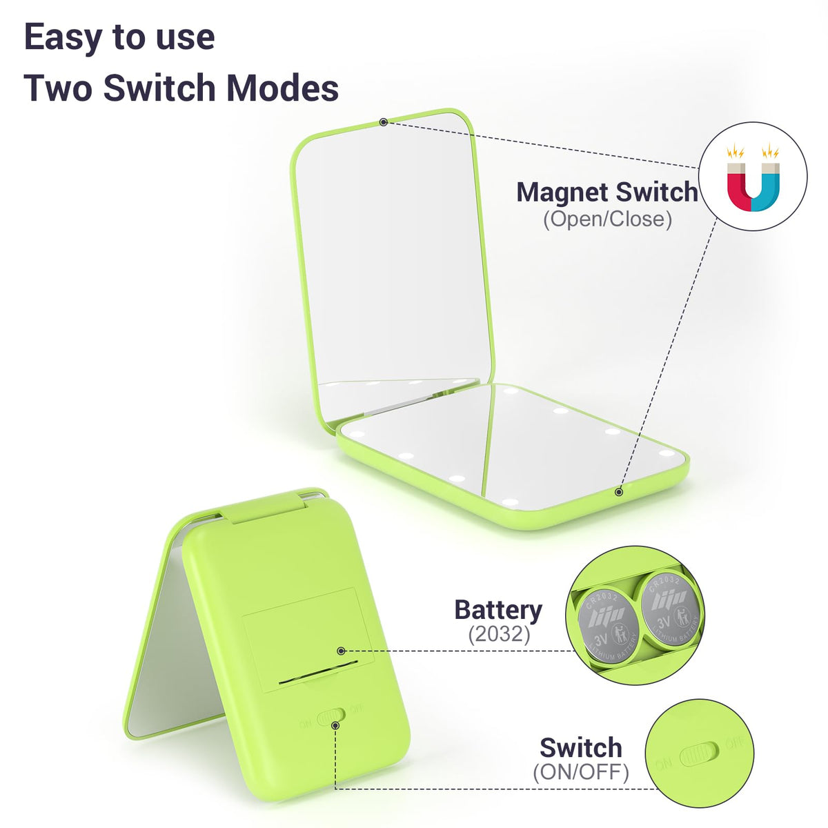 Kintion Pocket Mirror with LED lighting in use