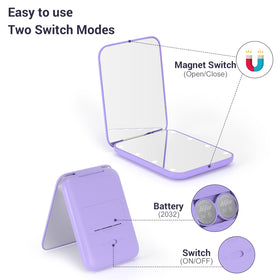 Kintion Pocket Mirror with LED lighting turned on