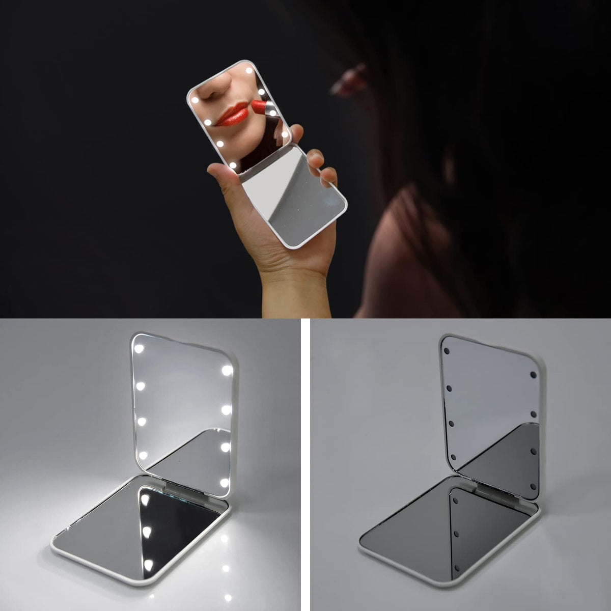 Kintion Pocket Mirror with LED lights on