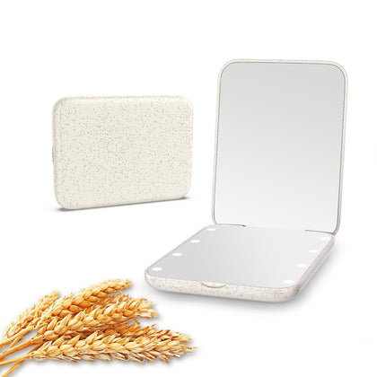 Kintion Wheat Straw Compact Mirror front view with light