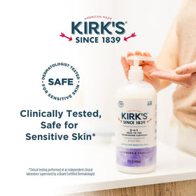 Kirk's 3-in-1 Liquid Cleanser label detail