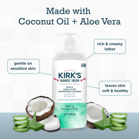 Kirk's 3-in-1 Nourishing Cleanser bubble bath in a bathtub
