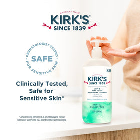 Kirk's 3-in-1 Nourishing Cleanser packaging details