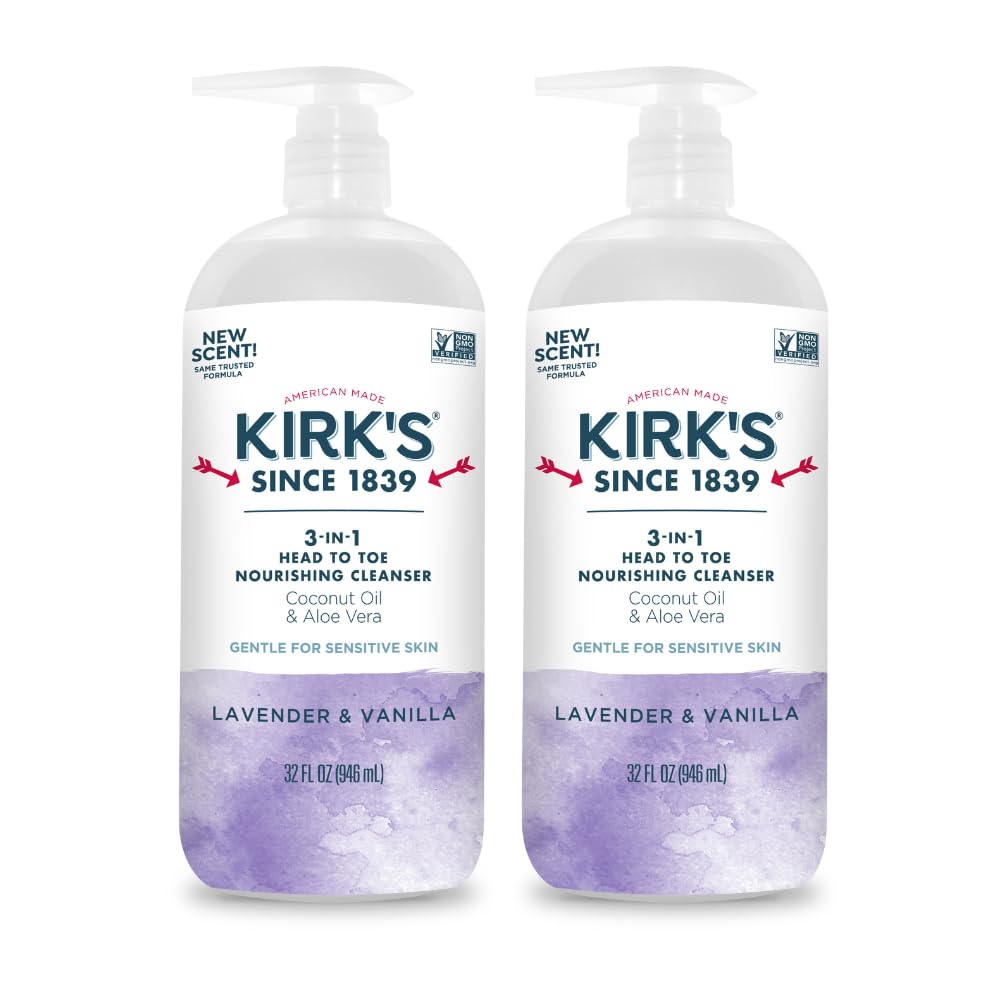 Kirk's 3-in-1 Nourishing Liquid Cleanser 32 Fl Oz front view with pump