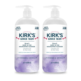Kirk's 3-in-1 Nourishing Liquid Cleanser 32 Fl Oz front view with pump