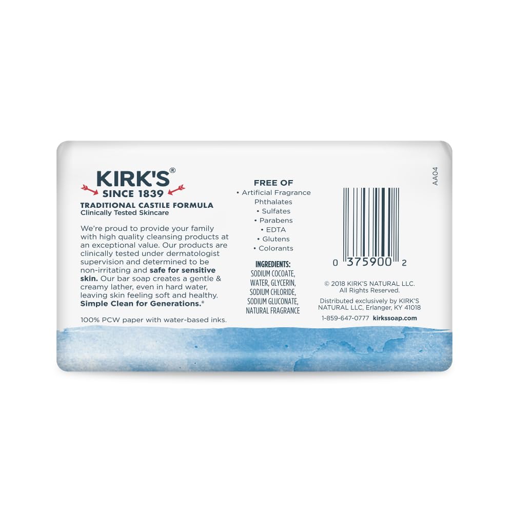 Kirk's Castile Bar Soap 4 oz bar close-up showing texture