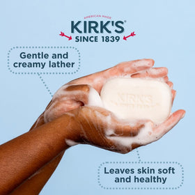 Kirk's Castile Bar Soap 4 oz bar held in hand