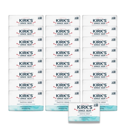 Kirk's Castile Bar Soap 4 oz fragrance-free bars front view