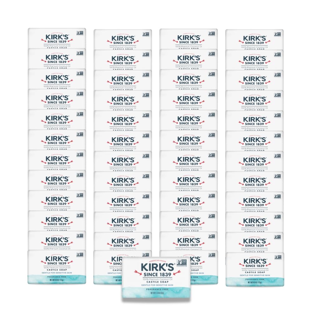 Kirk's Castile Bar Soap 48 Pack front view with packaging