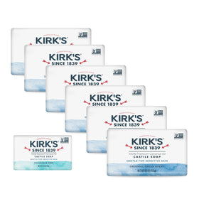 Kirk's Castile Bar Soap 6 pack front view with packaging
