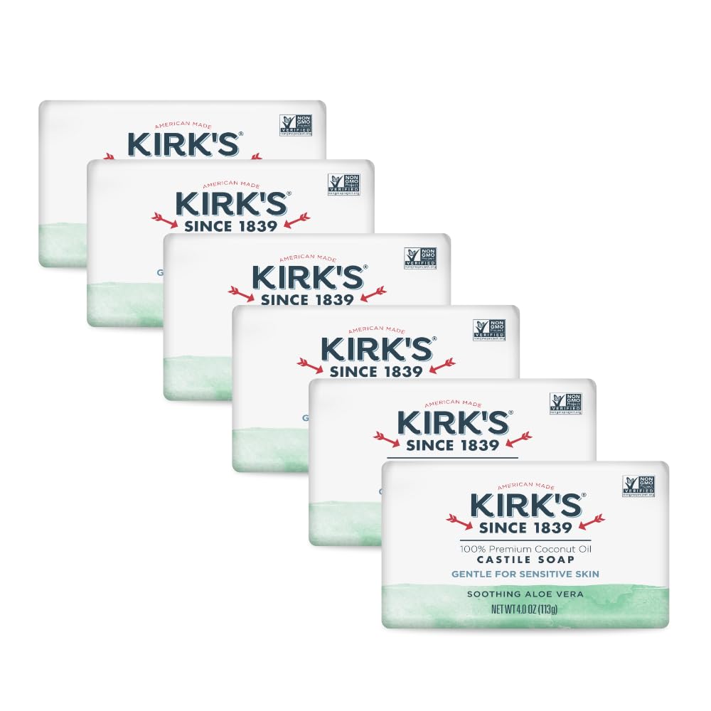 Kirk's Castile Bar Soap Aloe Vera 6 pack front view