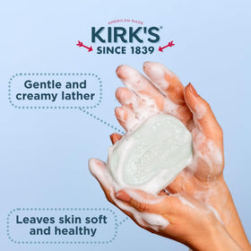 Kirk's Castile Bar Soap Aloe Vera lathering on skin