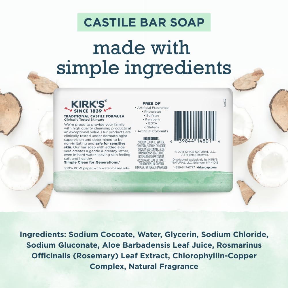 Kirk's Castile Bar Soap Aloe Vera packaging