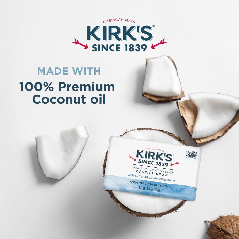 Kirk's Castile Bar Soap Original Fresh Scent 4 oz bar packaging