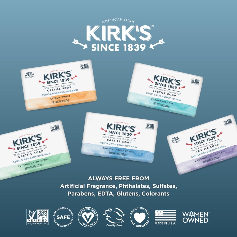 Kirk's Castile Bar Soap Original Fresh Scent lifestyle use