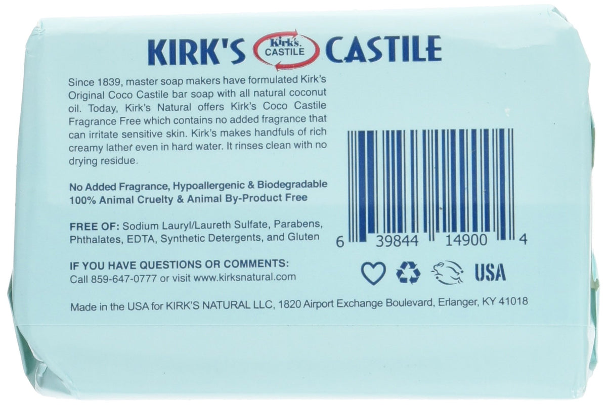 Kirk's Coco Castile Soap close-up of packaging