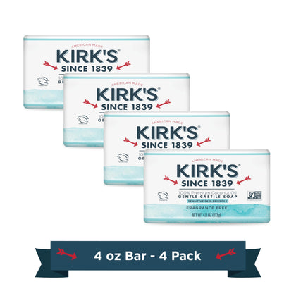 Kirk's Coco Castile Soap Fragrance Free 4 oz front view