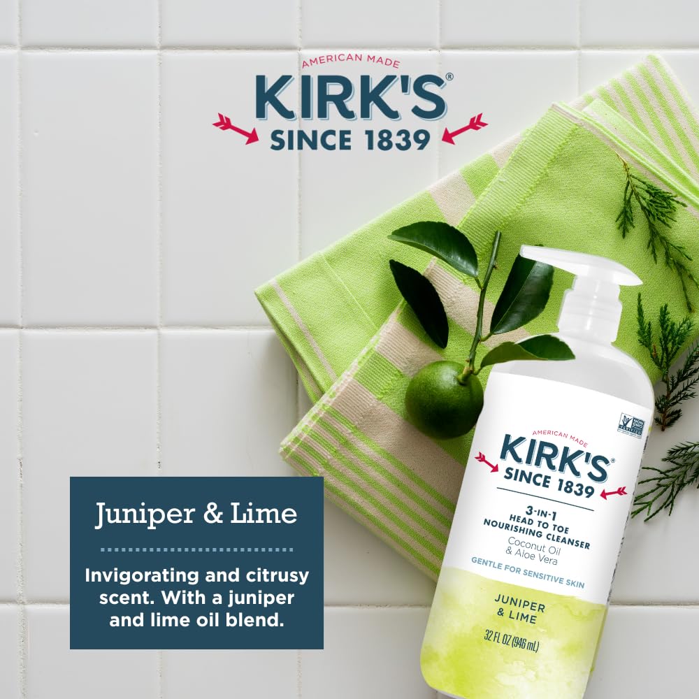 Kirk's Juniper & Lime 3-in-1 Nourishing Cleanser family use