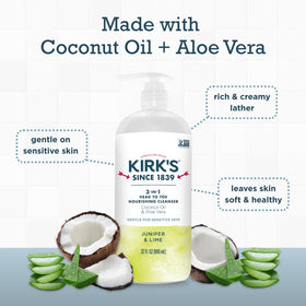 Kirk's Juniper & Lime 3-in-1 Nourishing Cleanser in bubble bath setting
