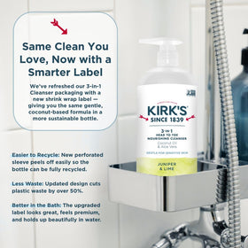Kirk's Juniper & Lime 3-in-1 Nourishing Cleanser ingredients list