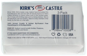 Kirk's Natural Castile Soap Original 4 Oz individual bar close-up