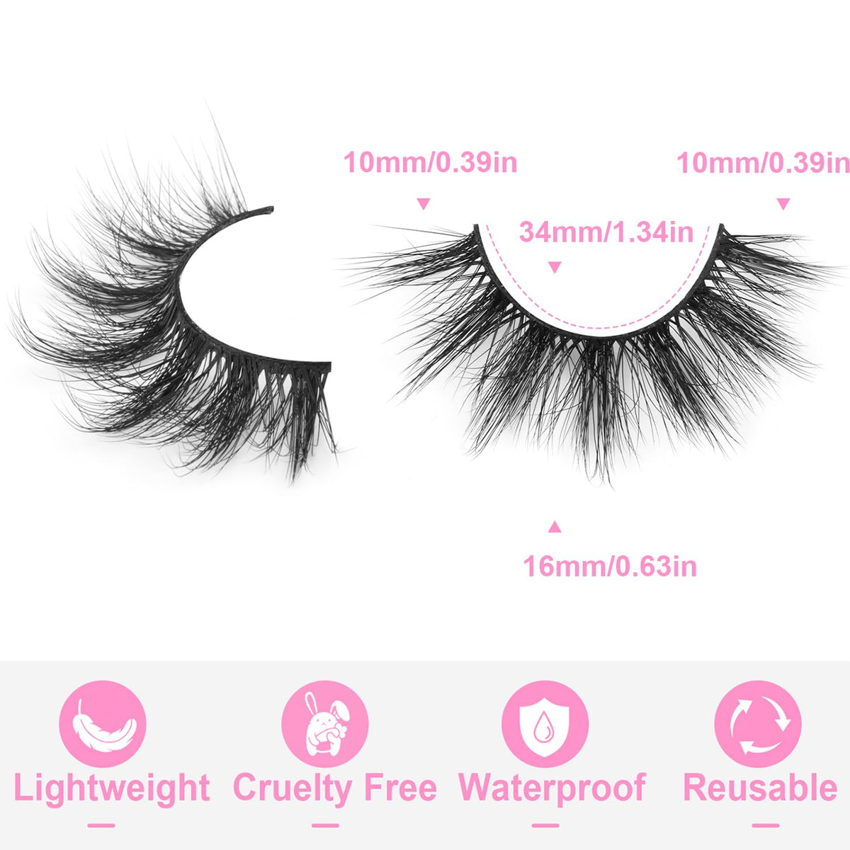 Kiromiro 16mm Wispy Faux Mink Lashes displayed on a makeup table