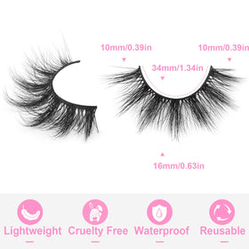 Kiromiro 16mm Wispy Faux Mink Lashes displayed on a makeup table