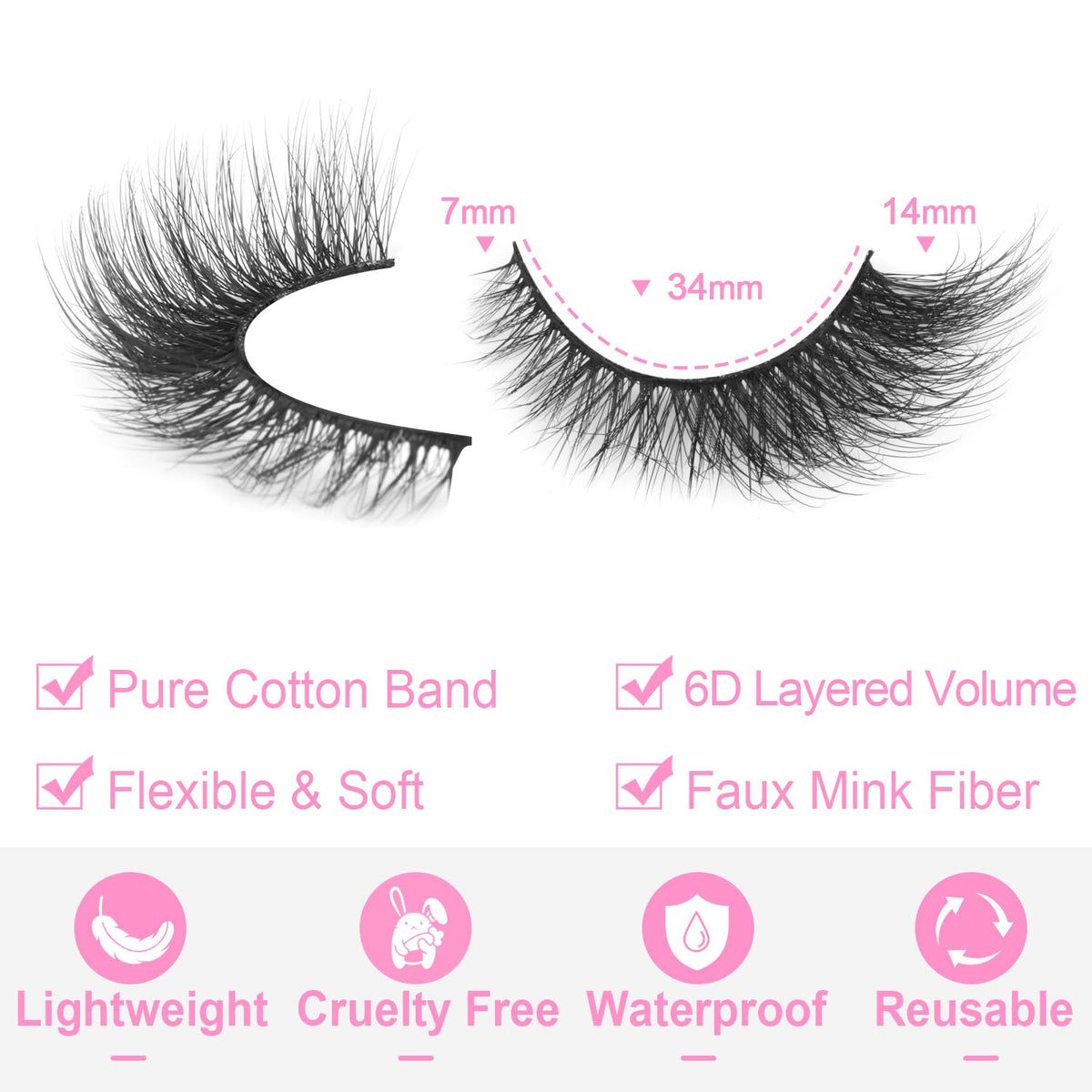 Kiromiro 6D Faux Mink False Lashes side view