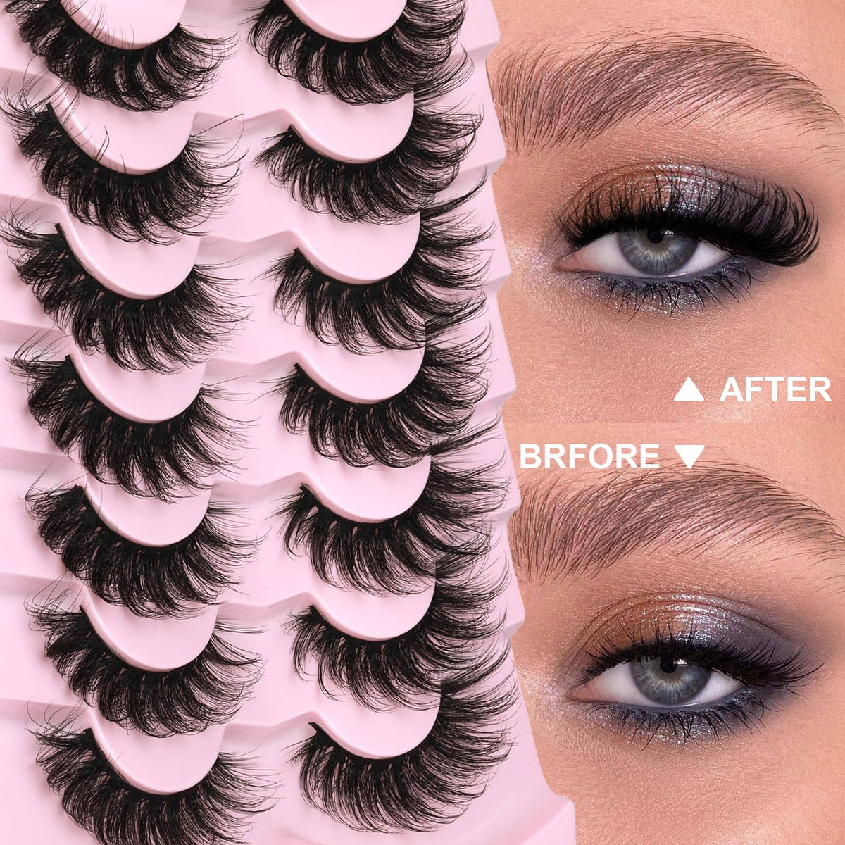 Kiromiro 6D Fluffy Mink Lashes displayed on a makeup table