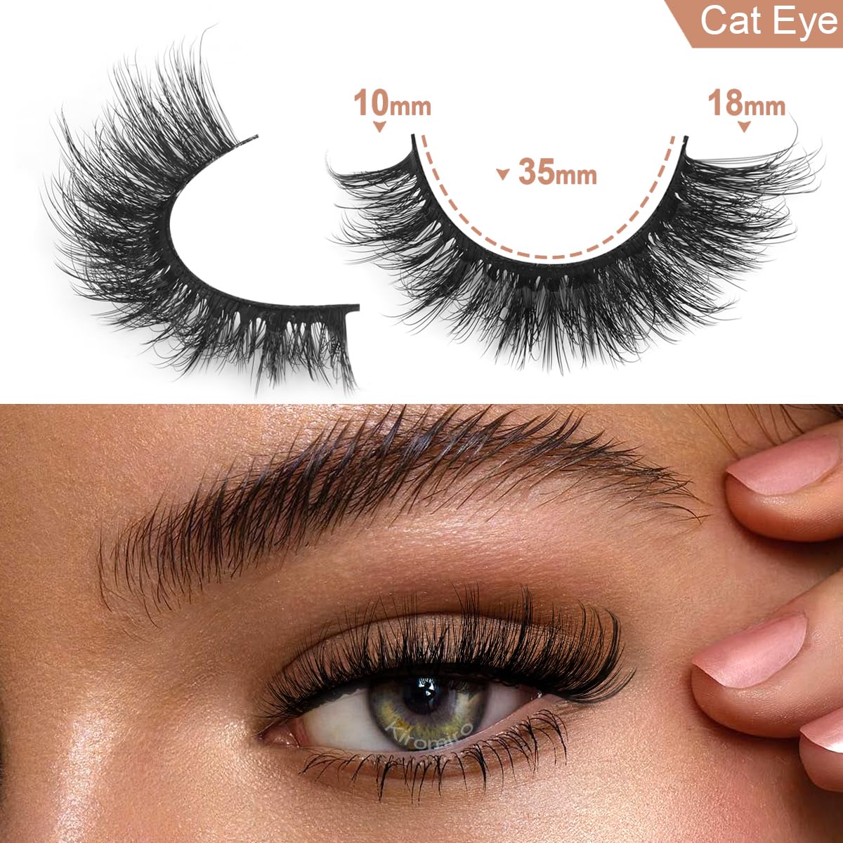 Kiromiro Cat Eye False Eyelashes displayed with natural look