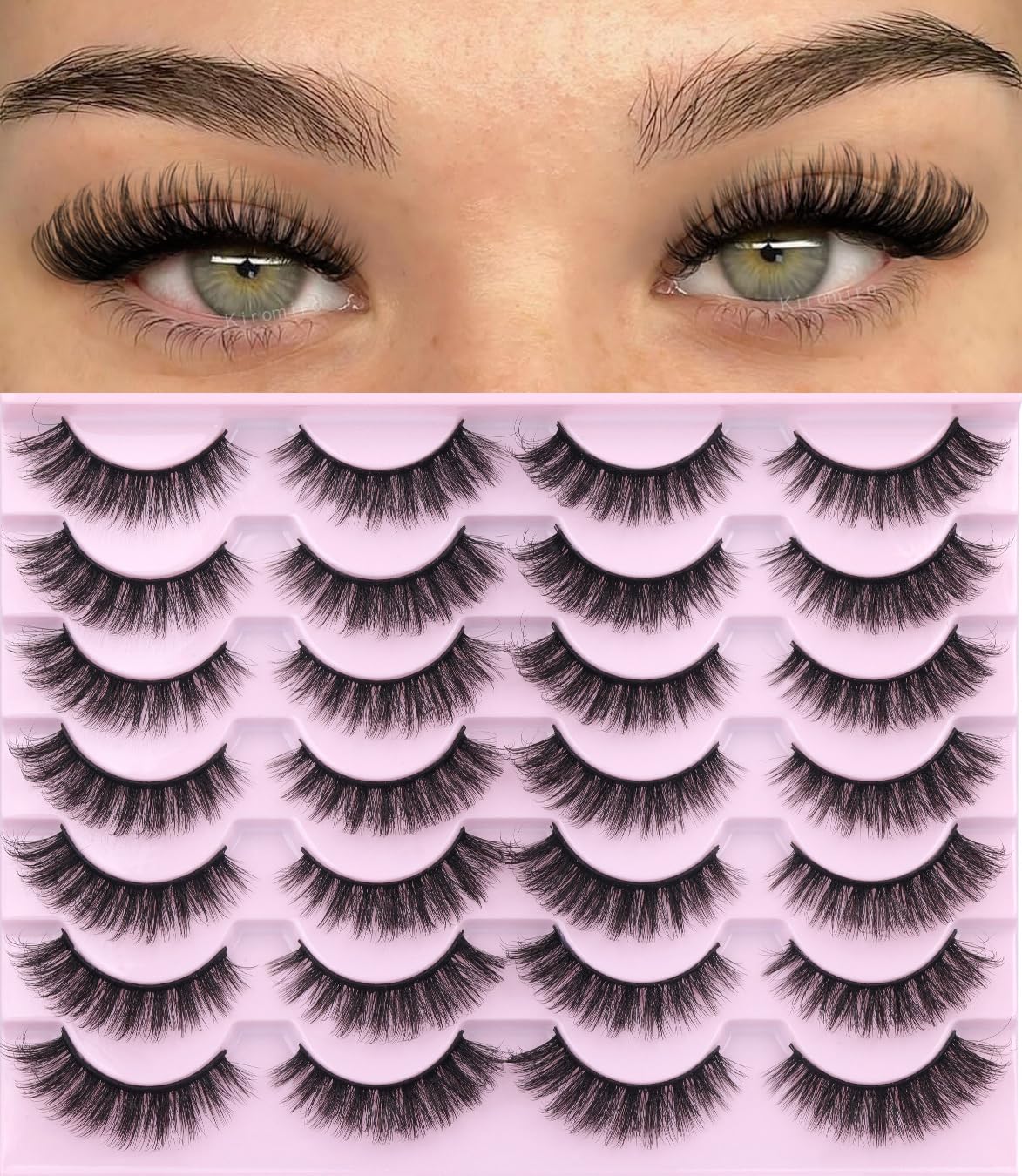 Kiromiro False Eyelashes D-Curl Faux Mink Lashes pack front view