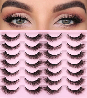 Kiromiro Faux Mink False Lashes pack front view with 14 pairs