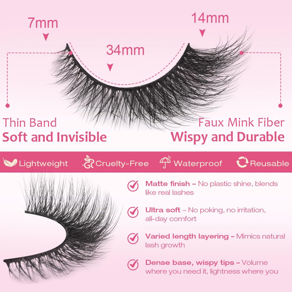 Kiromiro Faux Mink False Lashes showing the soft cotton band