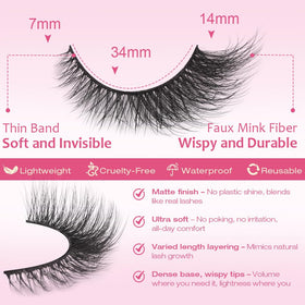 Kiromiro Faux Mink False Lashes showing the soft cotton band