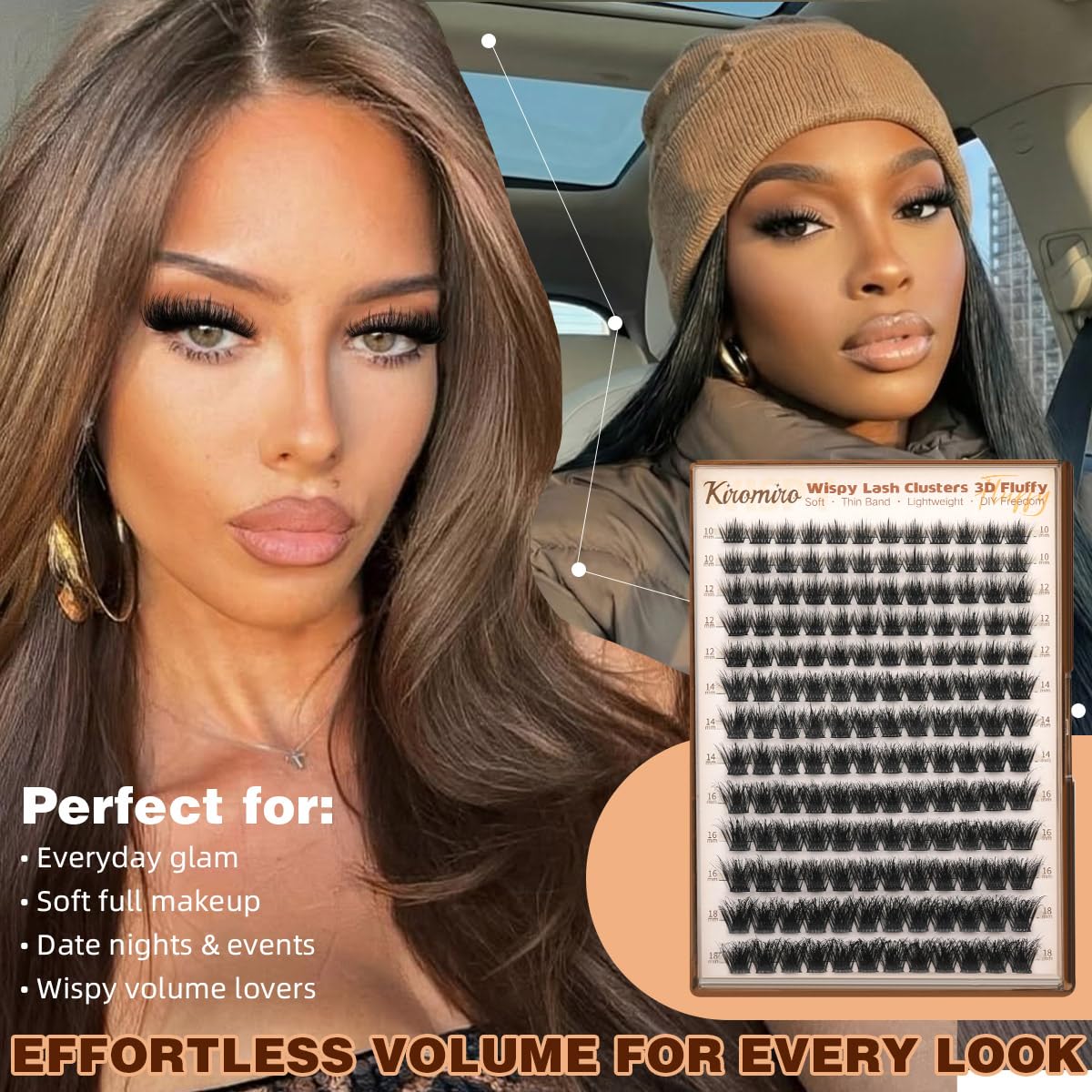 Kiromiro Fluffy Lash Clusters on a model's eyes